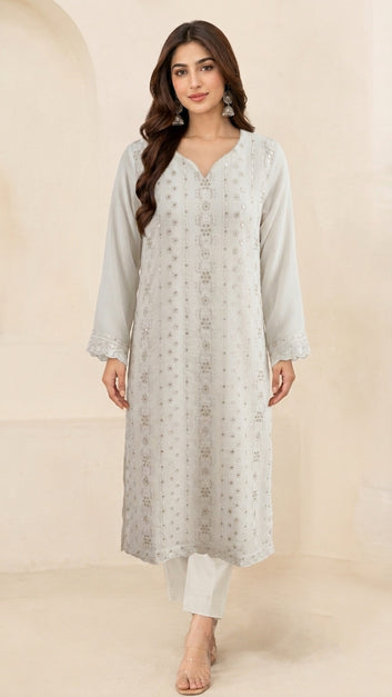 Chiffon Suit & Dupatta - Silk Trouser - 3 Piece