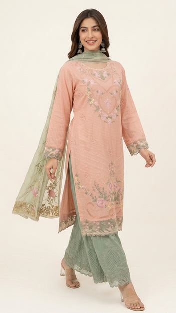 Silk 3 Piece - Chiffon Dupatta