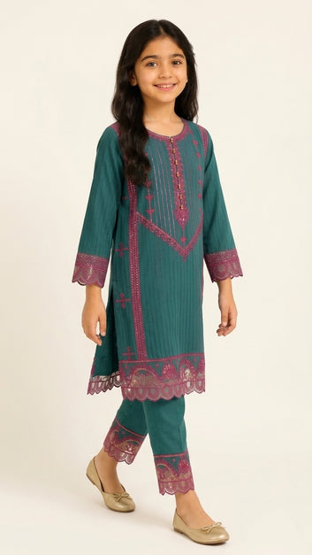 Girls Embroidered Suit