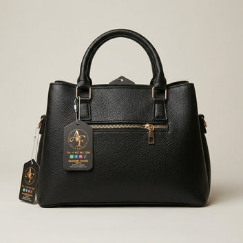 Textured Black Top-Handle Bag