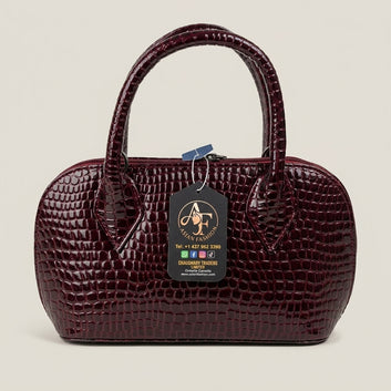 Maroon Crocodile - Embossed Handbag