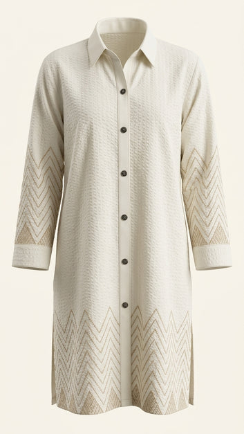 Chevron Embroidered Kurta Only